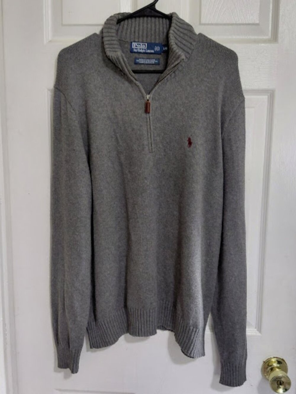 Polo Ralph Lauren Gray Quarter Zip Knit Cotton Pull-Over Sweater